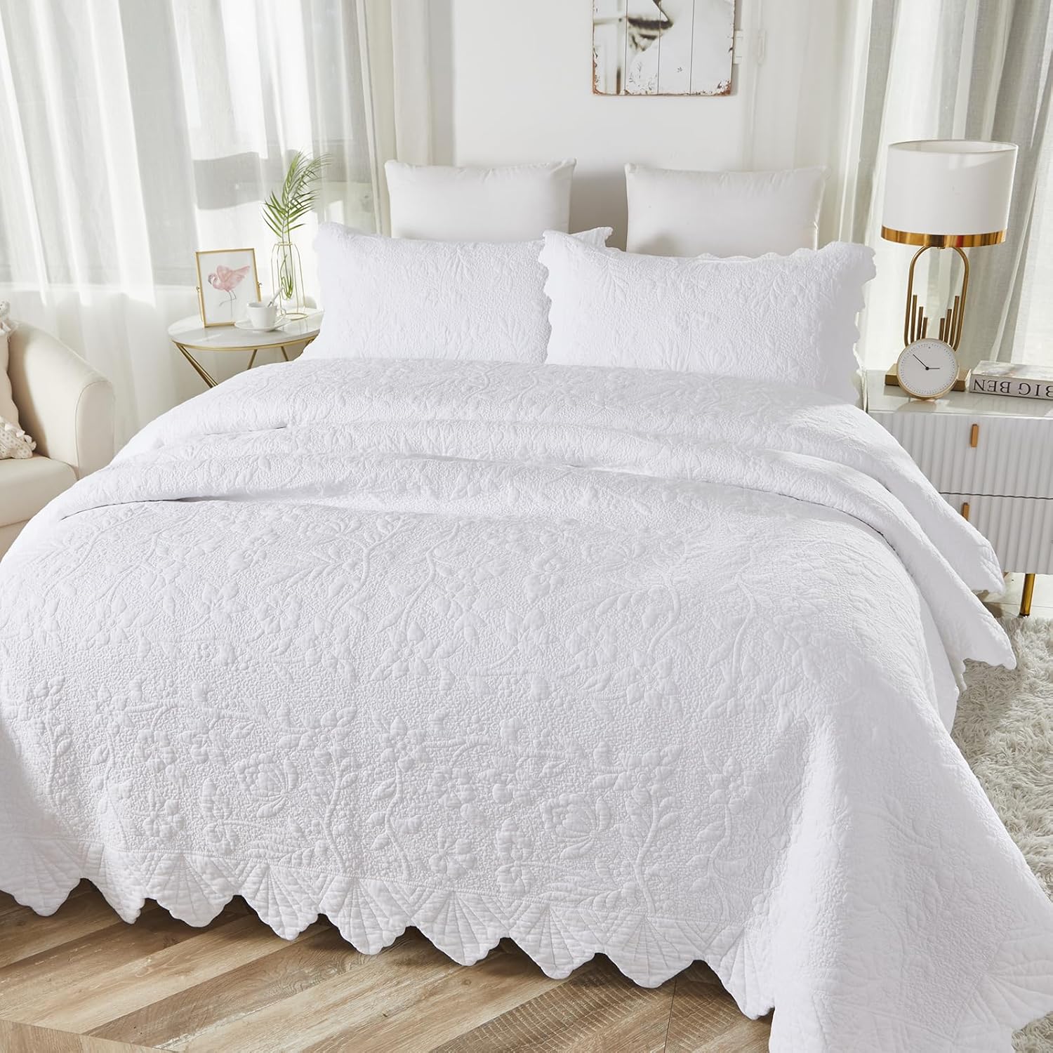 Brandream Luxury Matelasse Quilt Set 3-Piece King Size