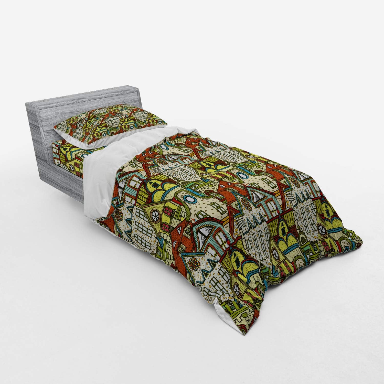 Ambesonne Retro Bedding Set 3 Piece Twin Size