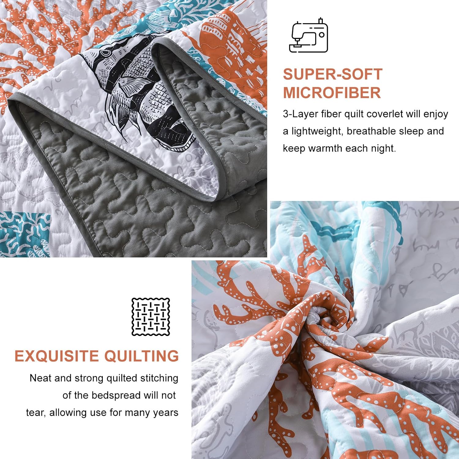 Djoymock Coastal King Quilt Set 3 Piece