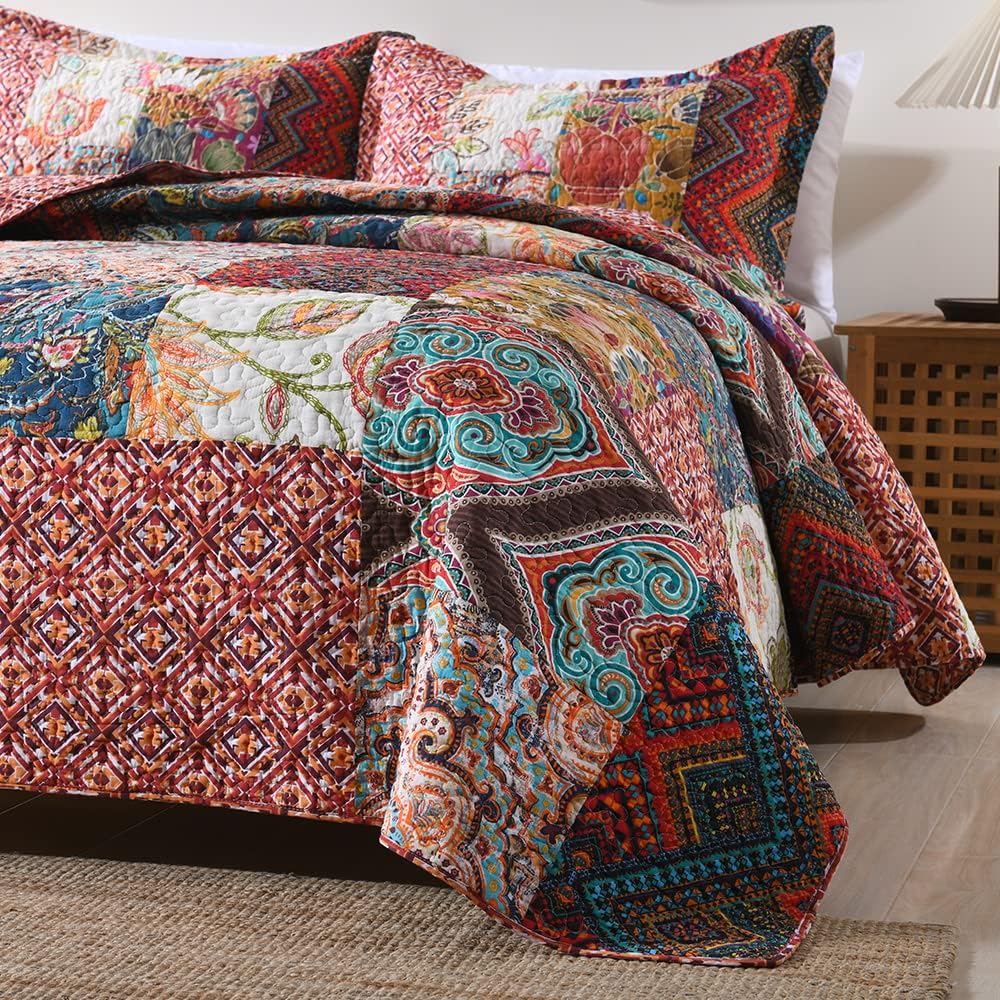 Autumn Dream Cotton Patchwork Quilt Set Queen Size