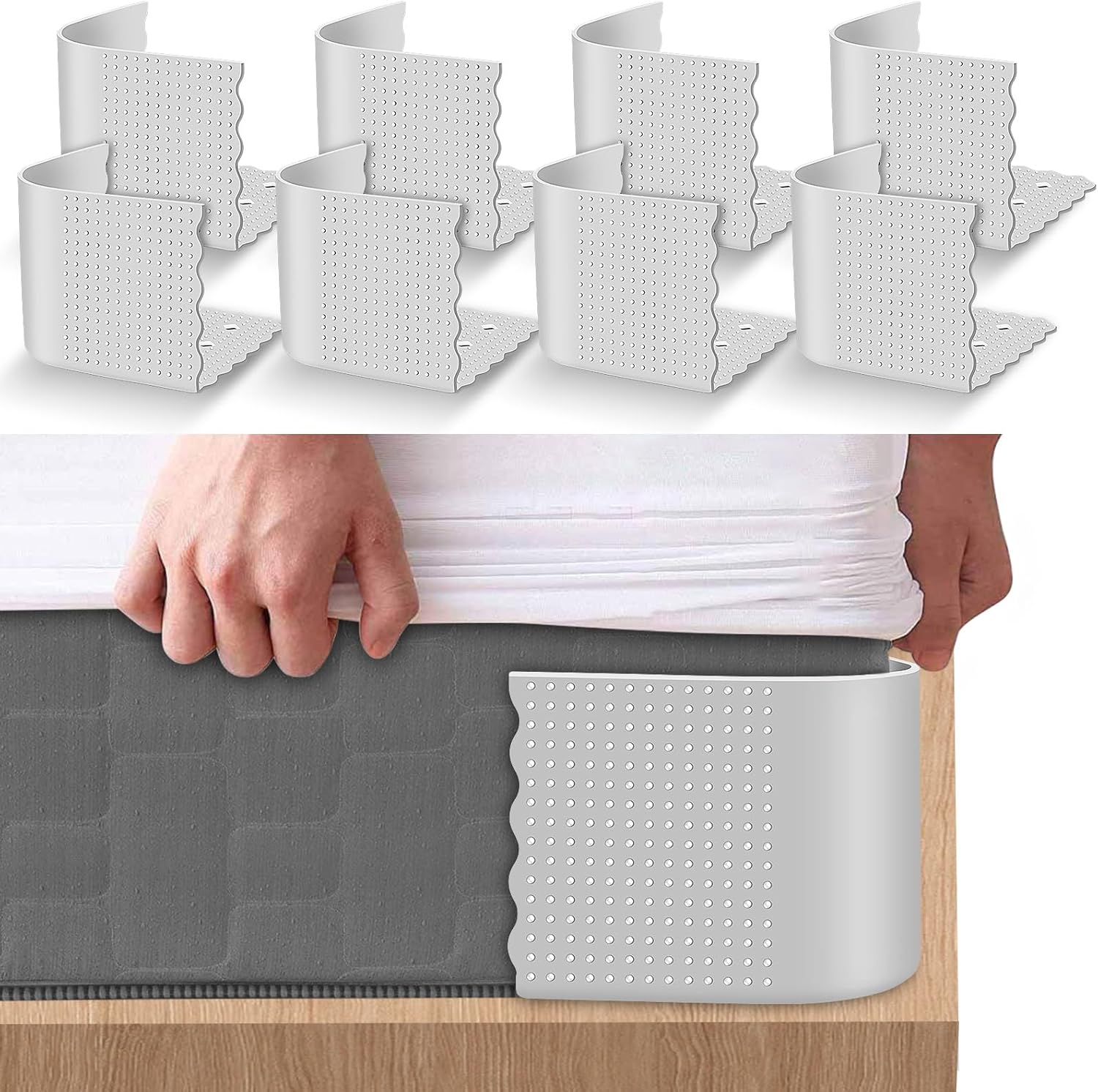 Lizemqqi Sheet Fasteners 2 Set Non-Slip Light Grey