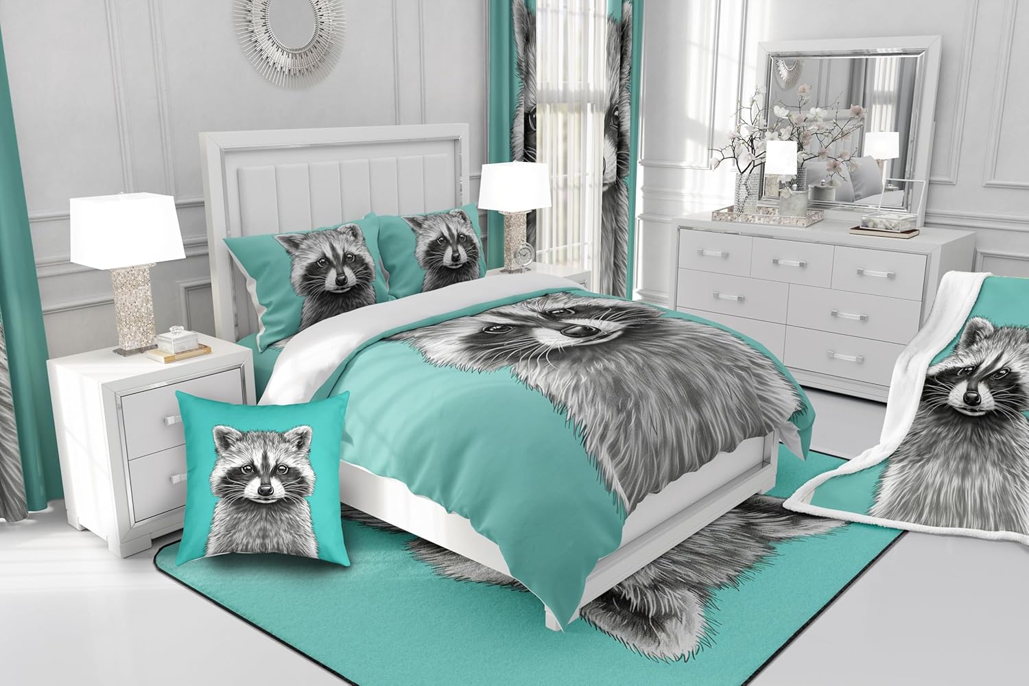 Feelyou Kids Black Raccoon Sheet Set King Size 1