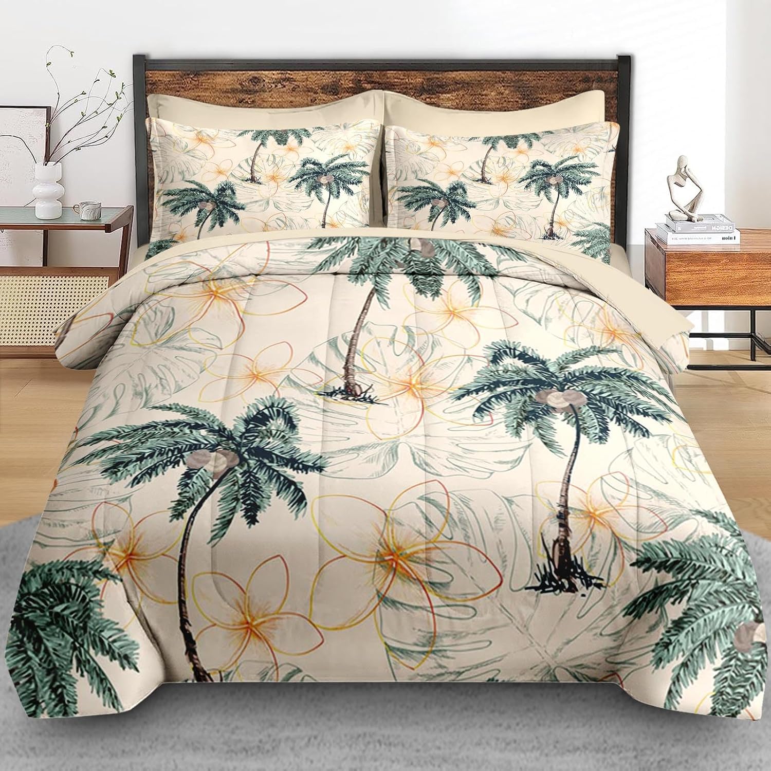 Pamnest Queen Size Comforter Set with 7 Pcs Bedding
