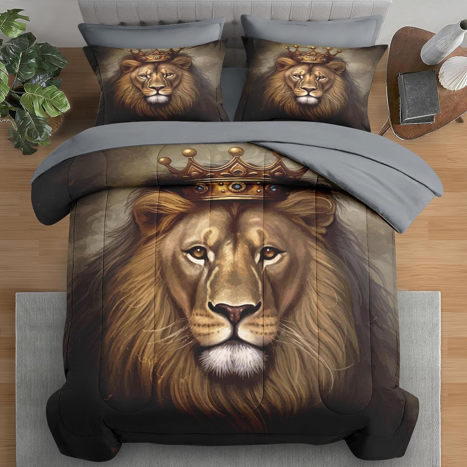 Pamnest King Lion Comforter Set 7 Pcs for Kids and Adults