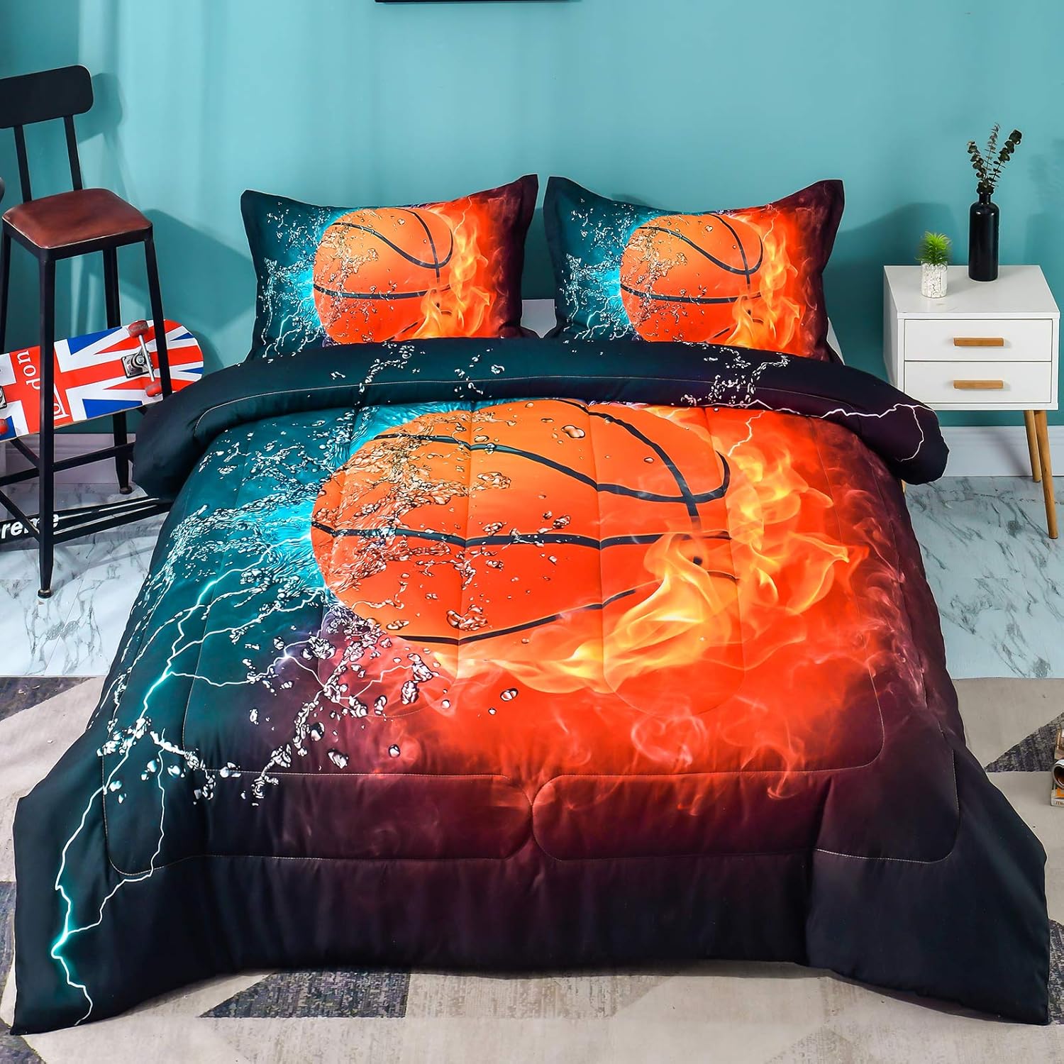 Andency Basketball Comforter Set Queen 3Pcs