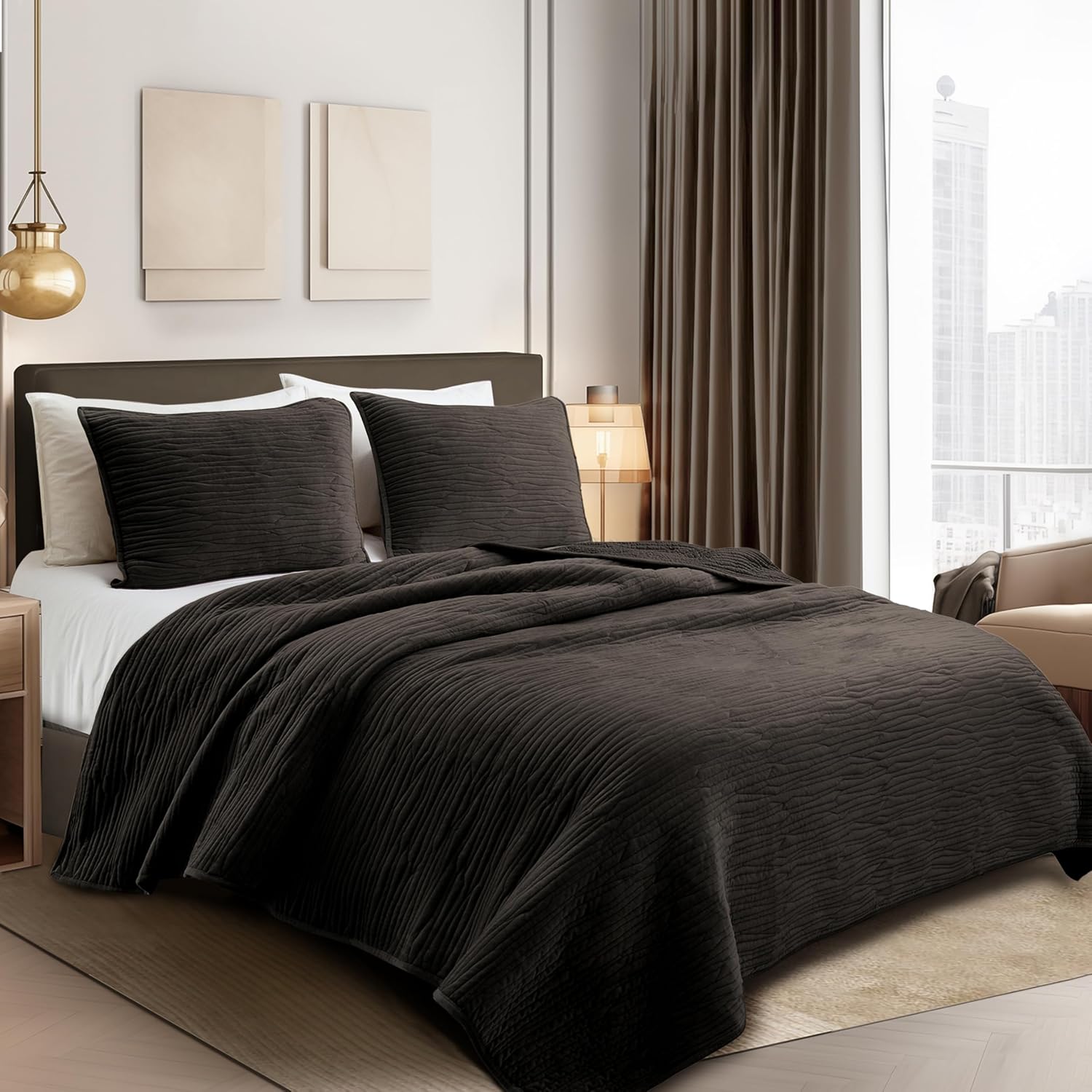 Wonderful Velvet Quilt Set - Queen Size 106x94 All Season