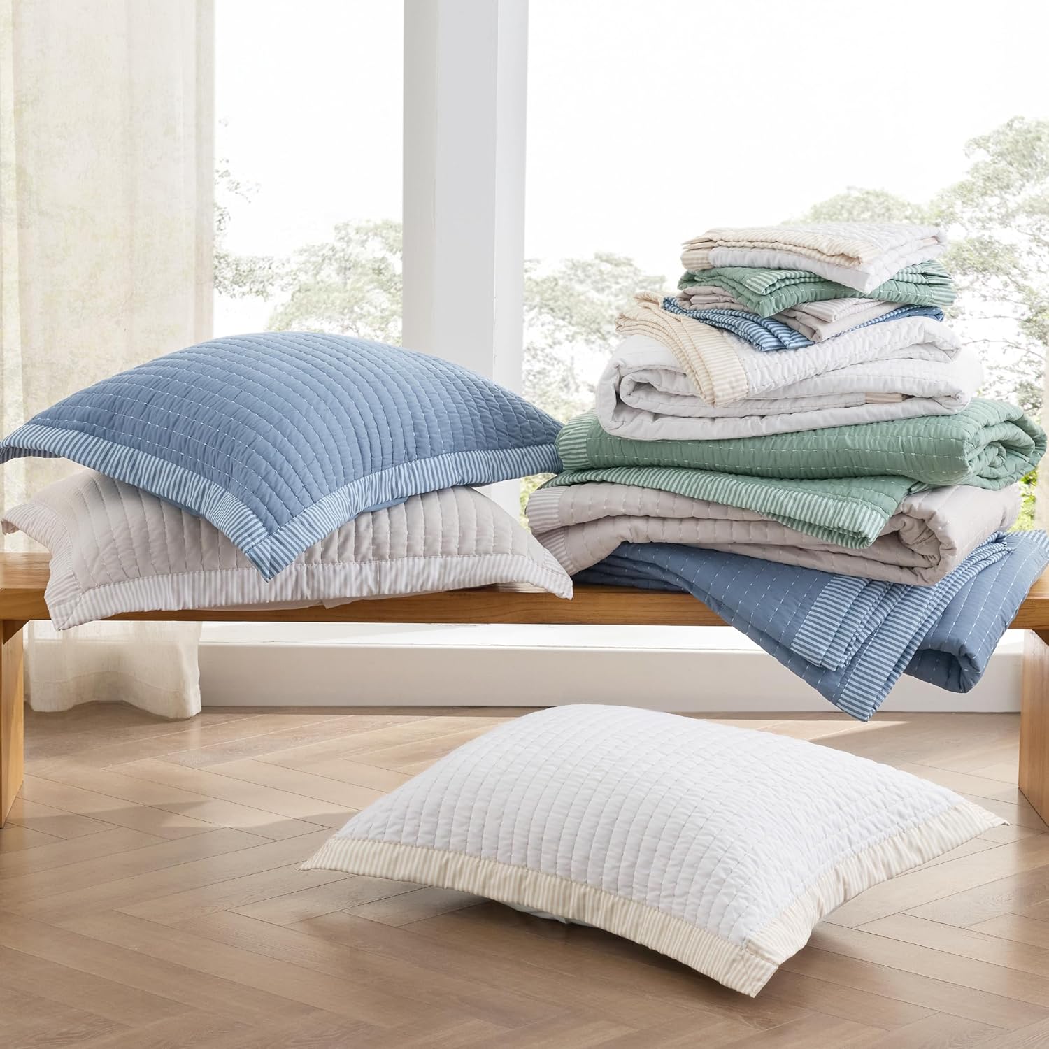 Bedsure King Quilt Set - Lightweight Microfiber Corduroy Mix