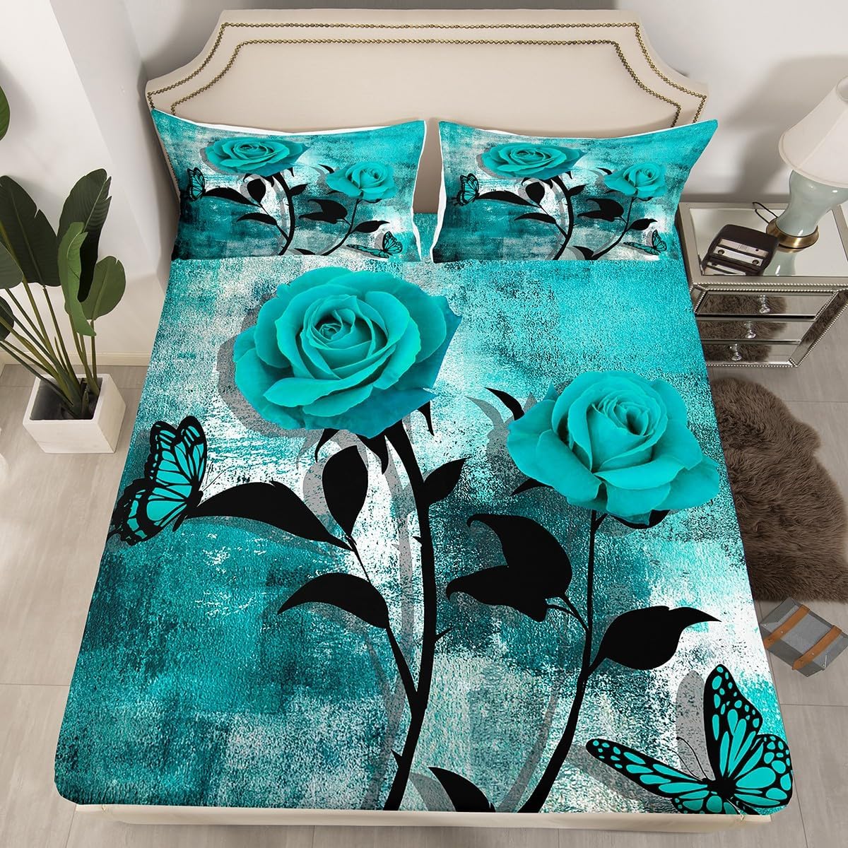 Teal Blue Ombre Sheet Set King Size