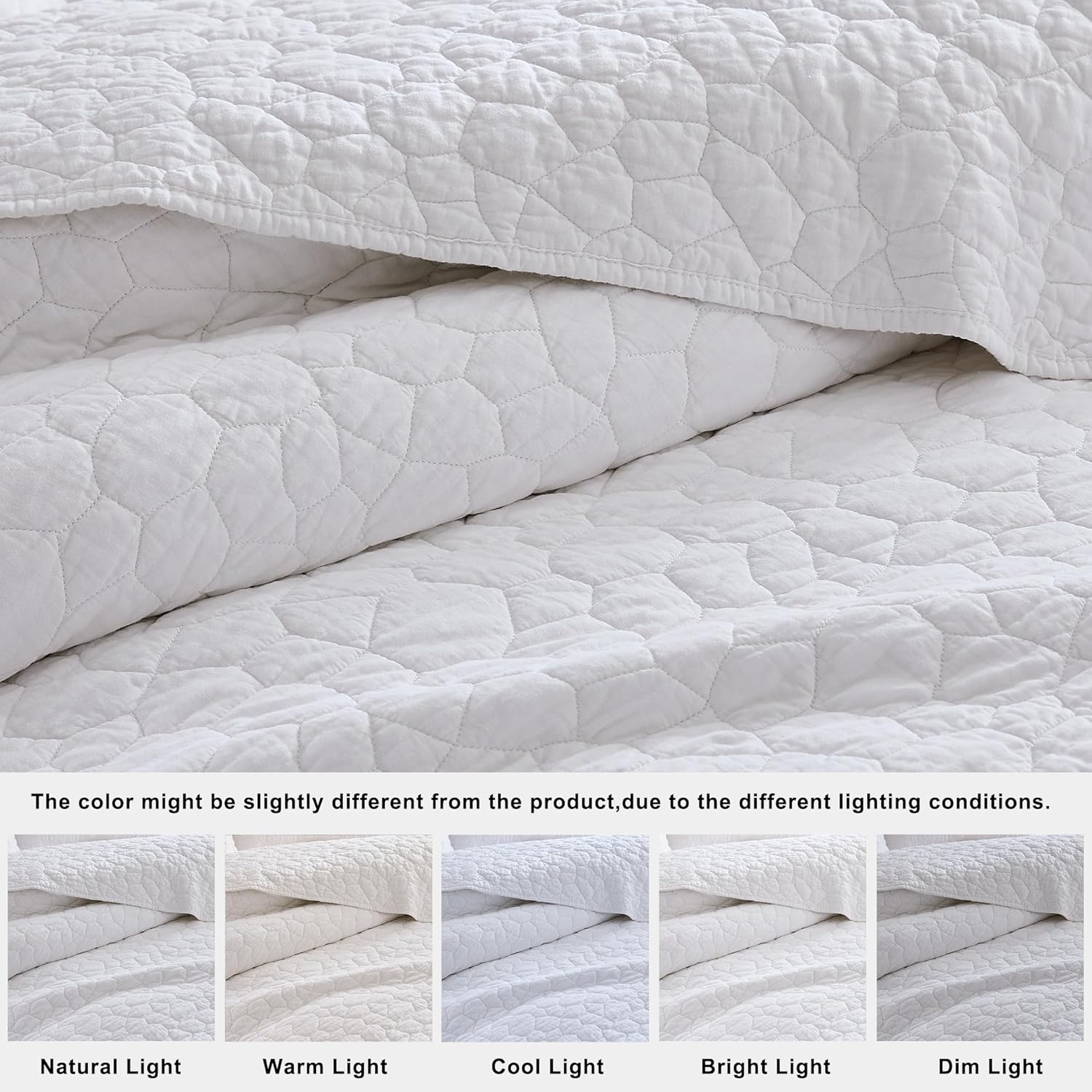 RSHARE 100 Cotton Quilt Bedding Set Twin White