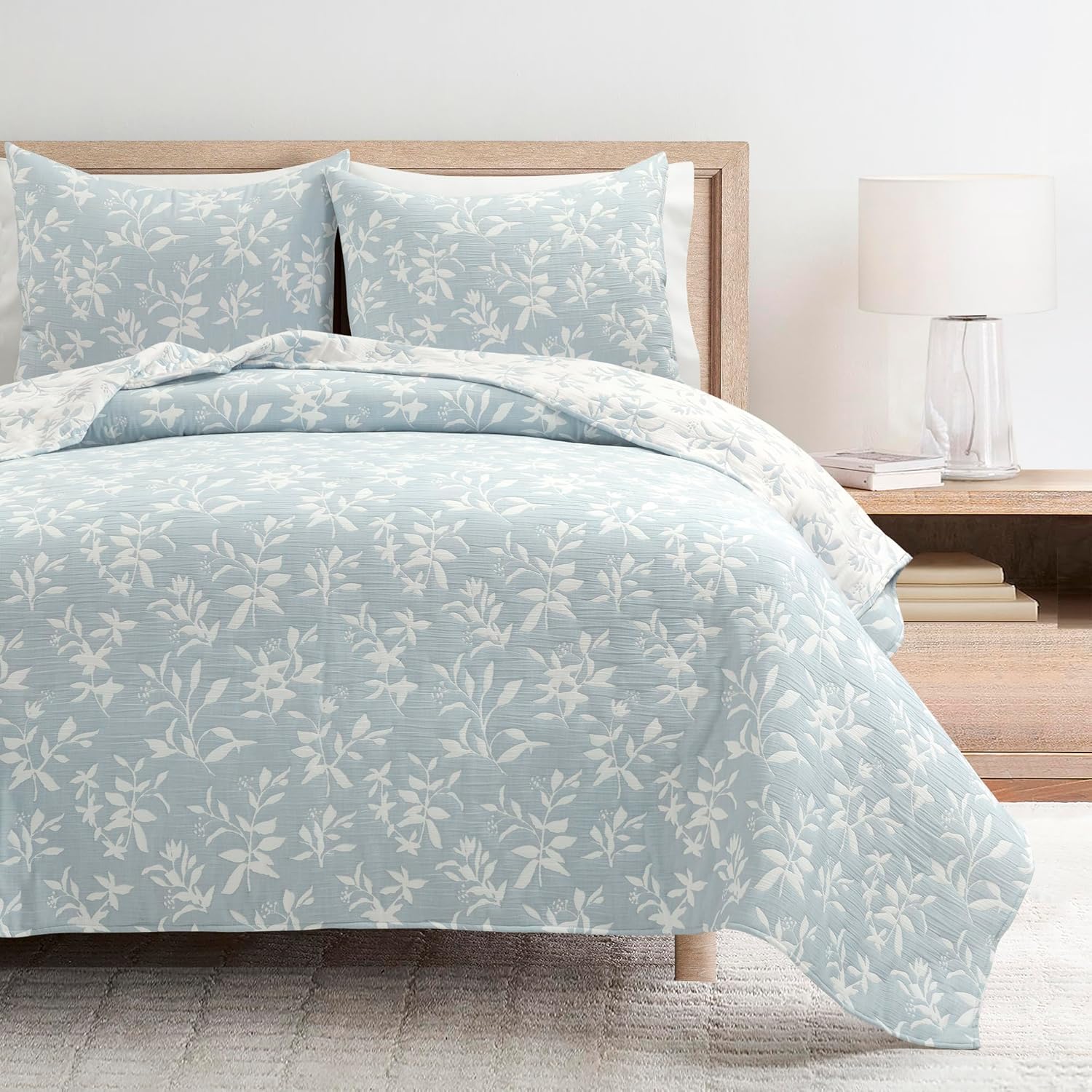 Lush Decor Floral Jacquard Reversible Quilt Set