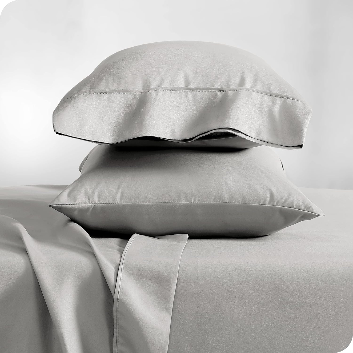 Bare Home Comforter Set with Pillowcase Bundle King Light Grey