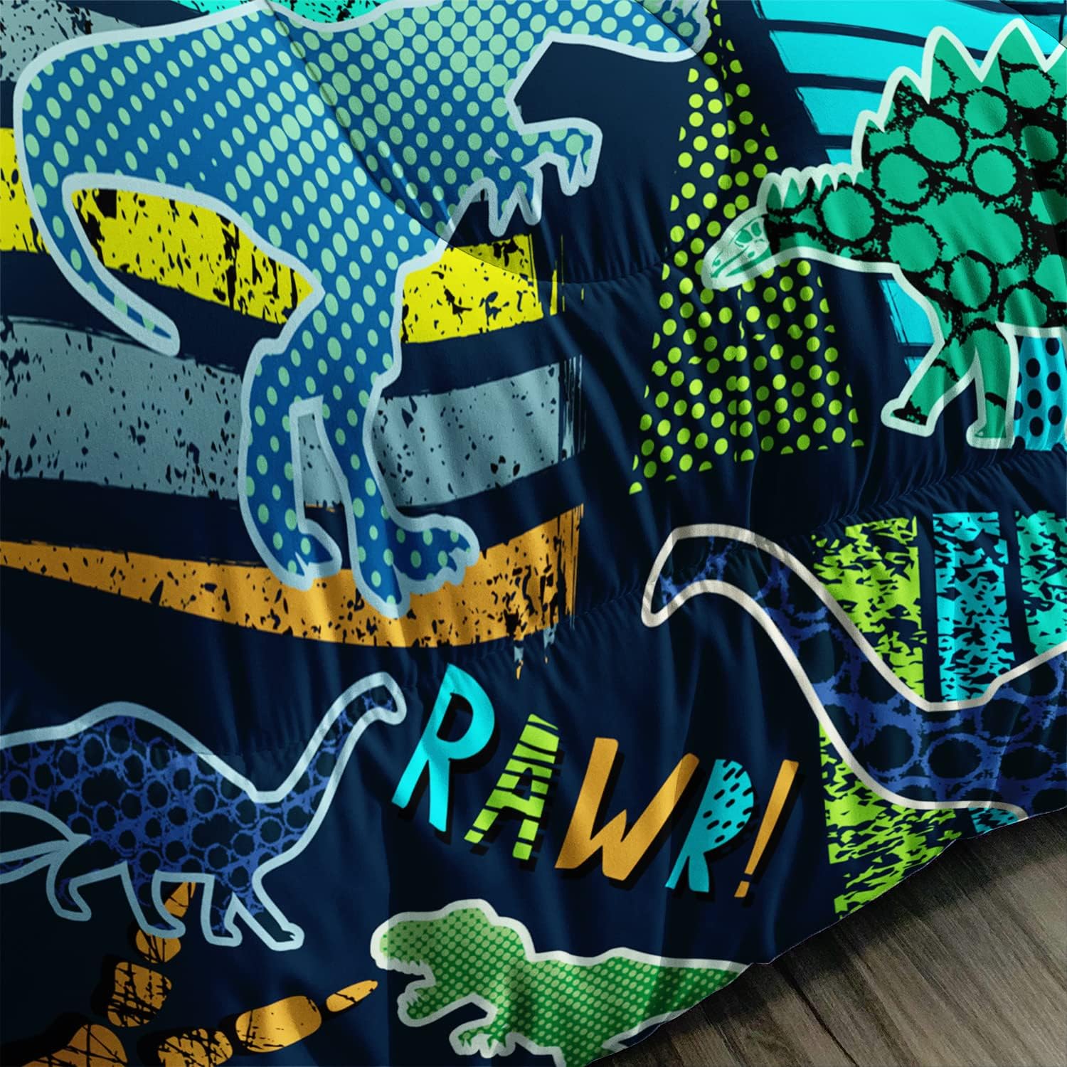 AILONEN Dinosaur Print Comforter Set Queen Size