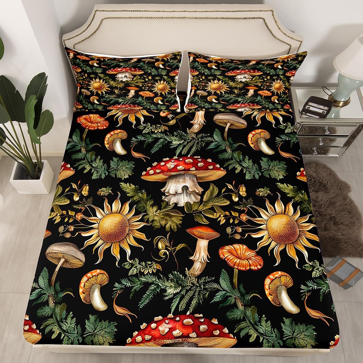 Feelyou Mushroom Sheet Set King Size Kids 1