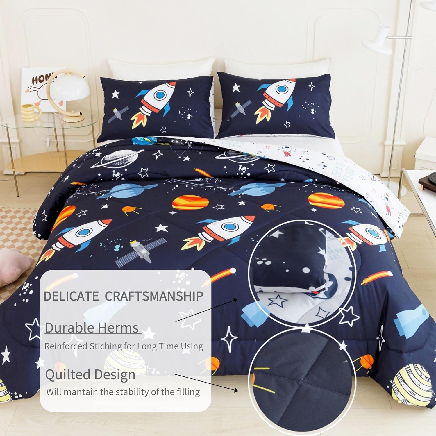 RYNGHIPY Space Rocket Comforter Set Queen Size