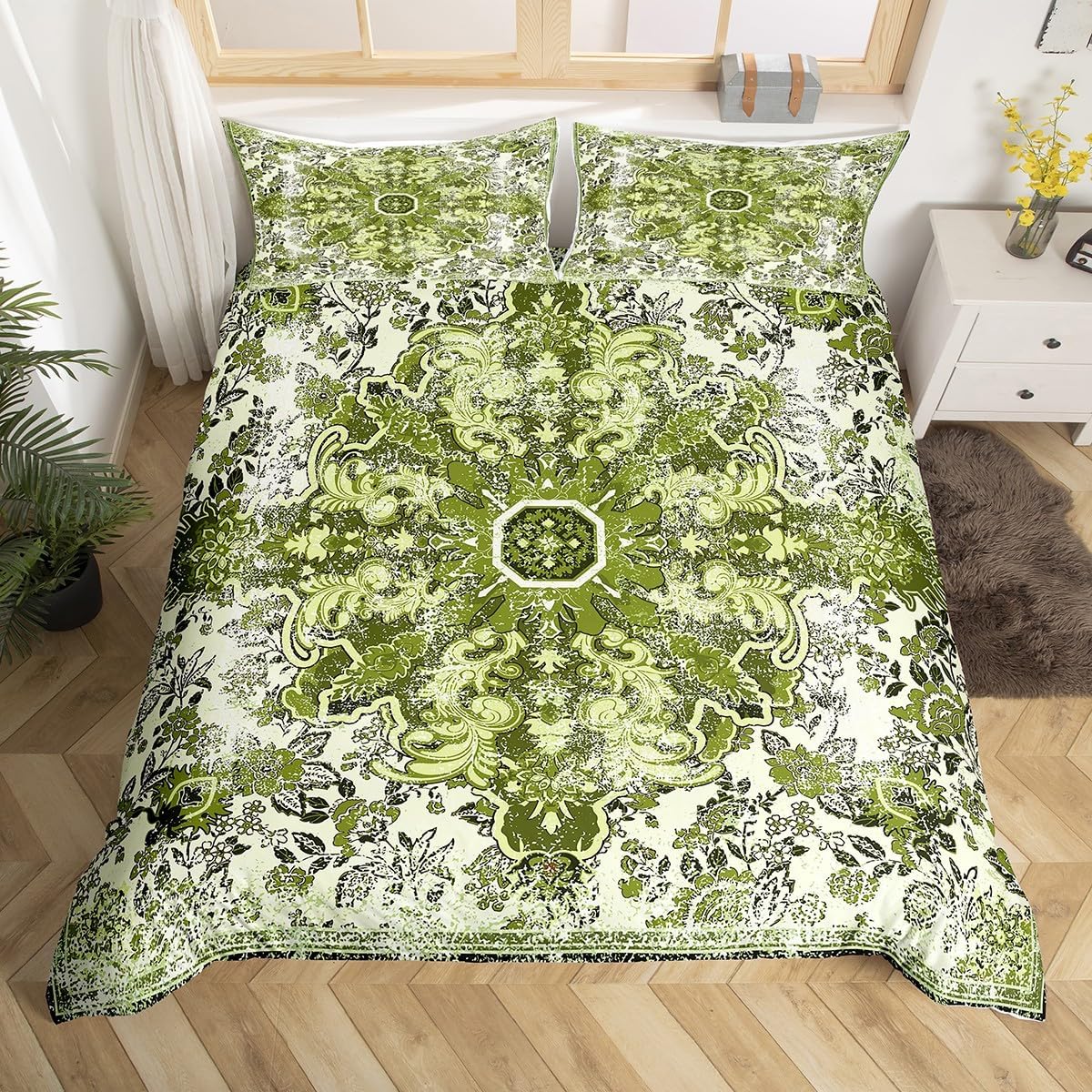 Erosebridal Queen Size Floral Duvet Cover Set