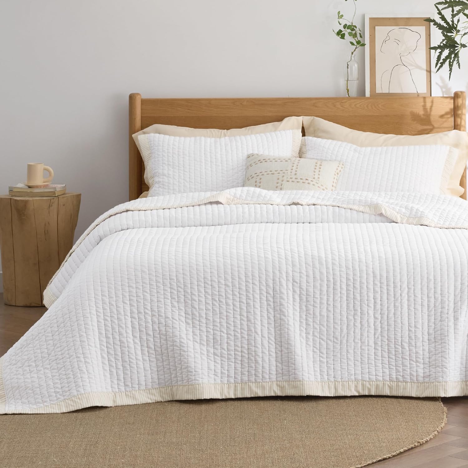 Bedsure King Quilt Set - Lightweight Microfiber Corduroy Mix