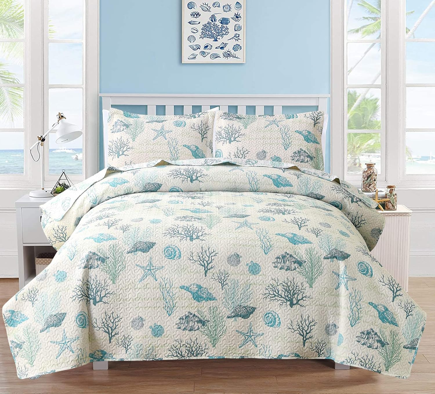 Hailea Ocean Theme Quilt Set Twin Size Reversible