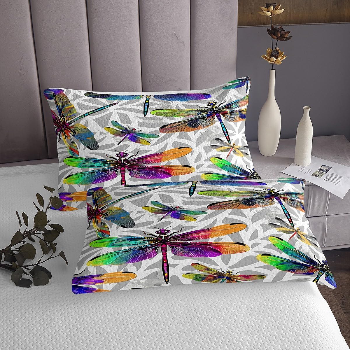 Erosebridal Rainbow Dragonfly Bedspread Set