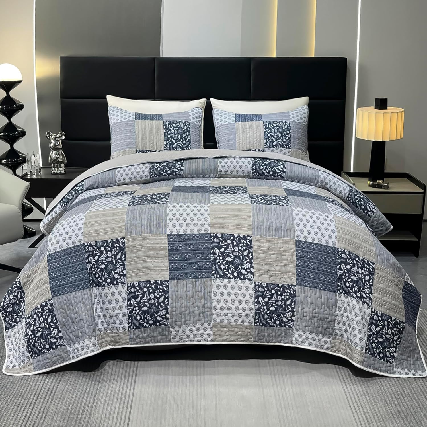 VIVILINEN Alaska King Quilt Set 3-Piece Reversible