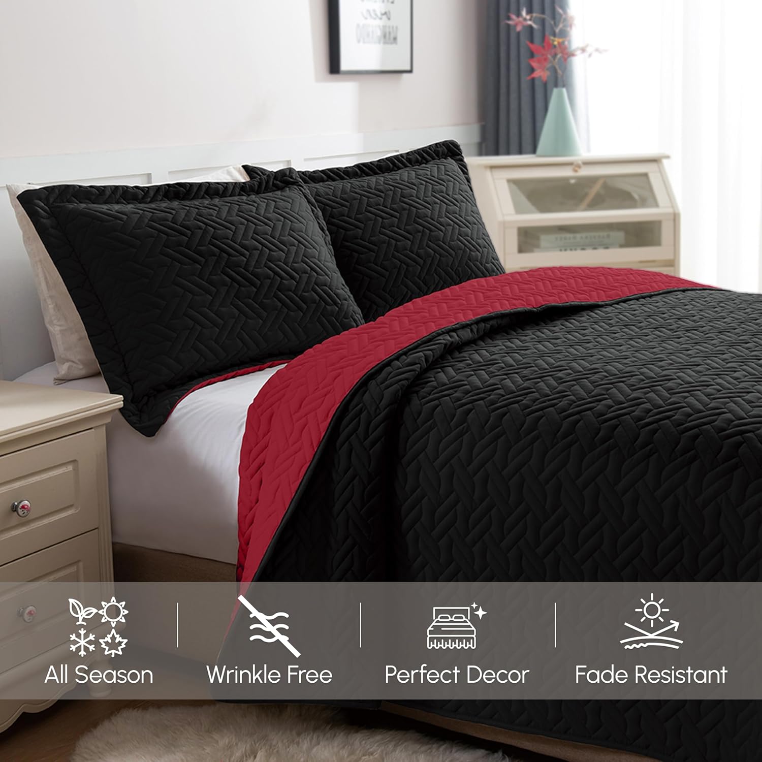 Elegant Comfort Reversible Quilt Set Twin XL 3-Piece