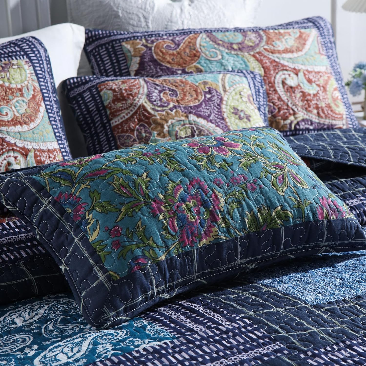 mixinni Cotton Floral Reversible Quilt Set King Size