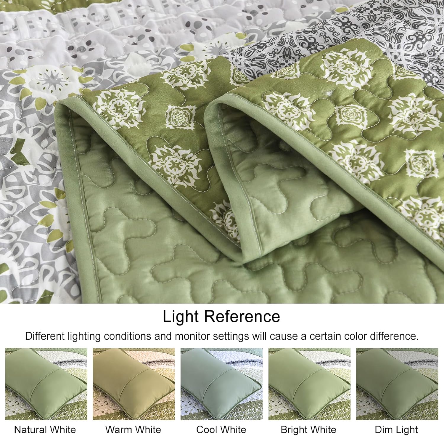 WONGS BEDDING Boho Quilt Set King Size Olive Green