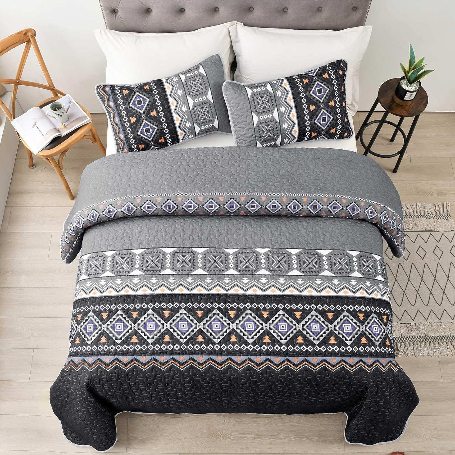 WONGS BEDDING Boho Quilt Set King