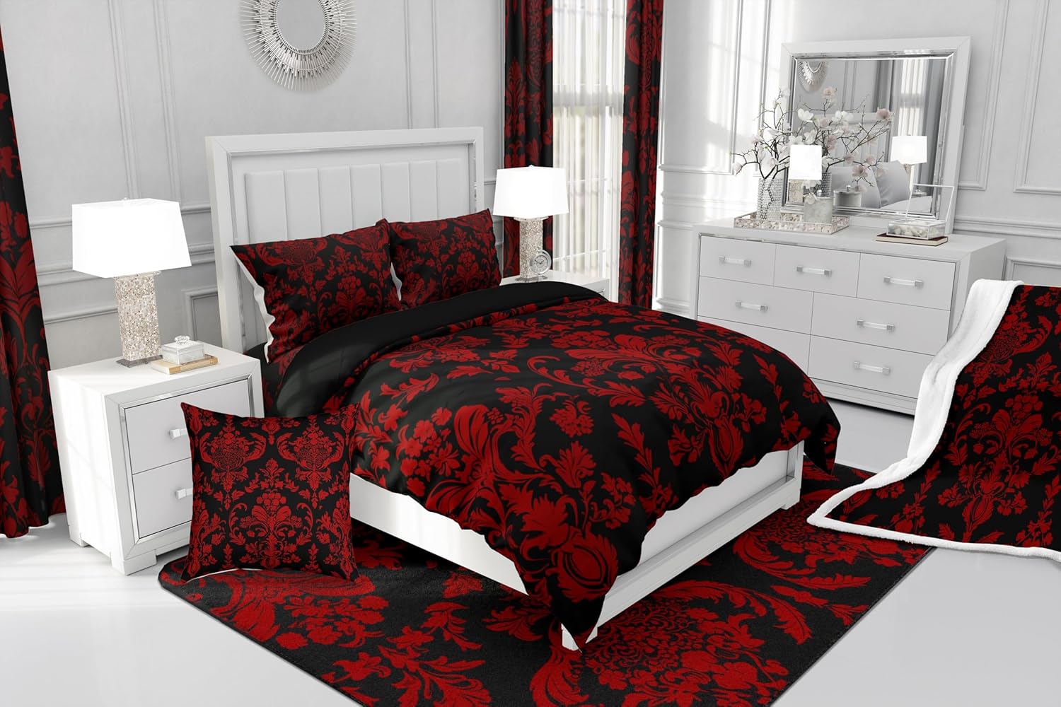 Feelyou King Size Damask Floral Comforter Set