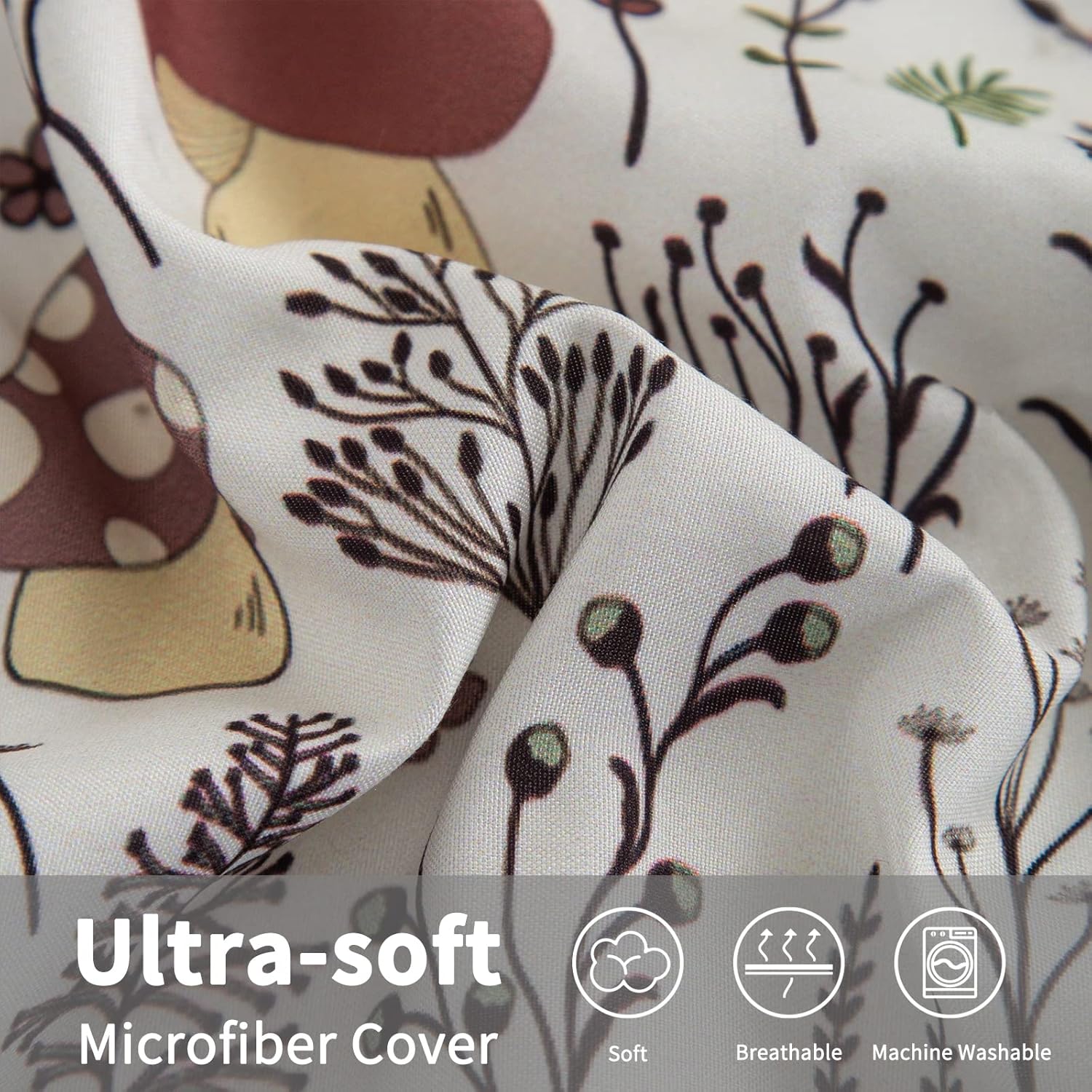SOULZZZ Mushroom Comforter Set 3 Piece Cream 1