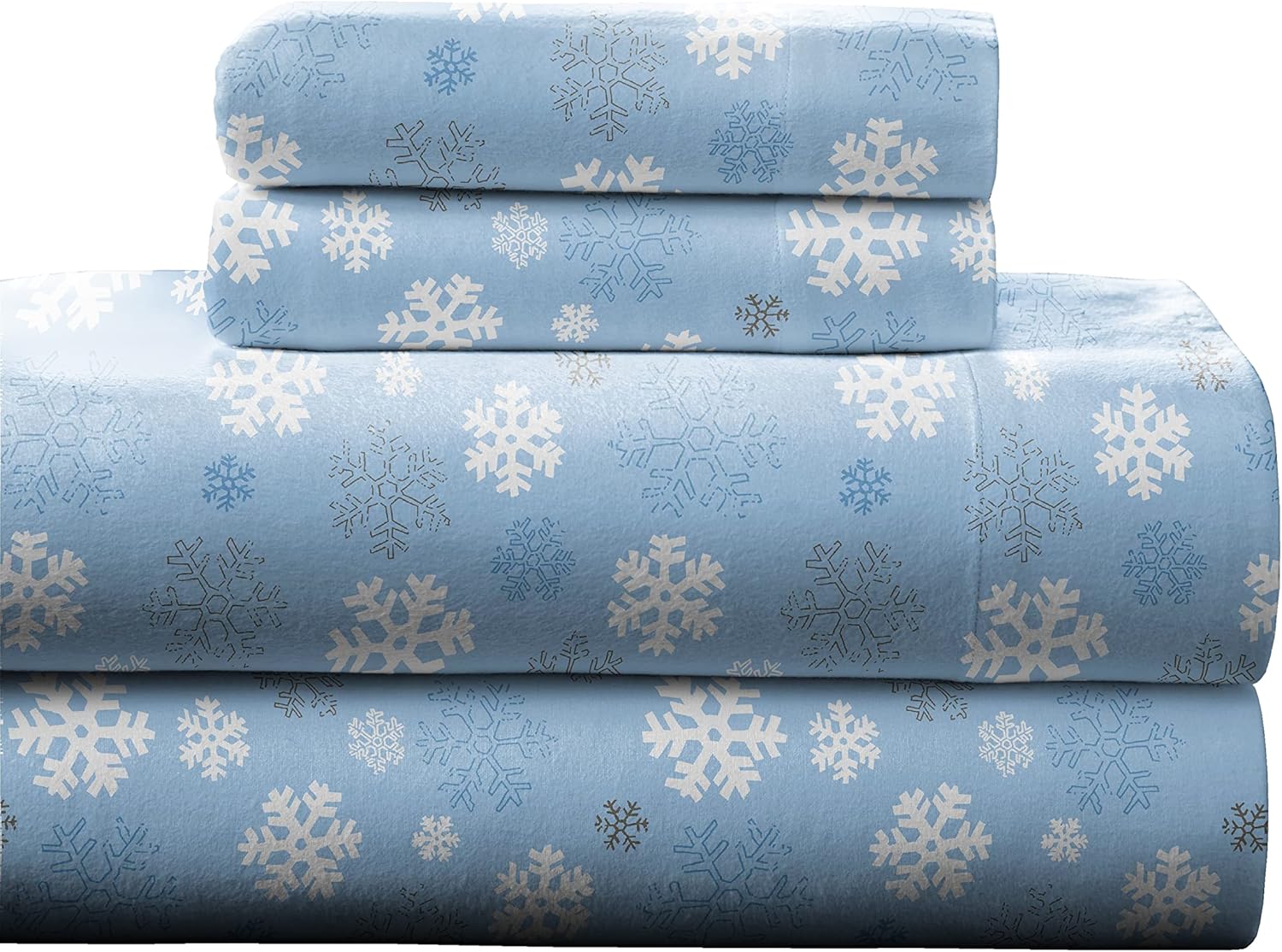 Pointehaven Heavy Weight Flannel Sheet Set Twin XL Snow Flakes Cozy