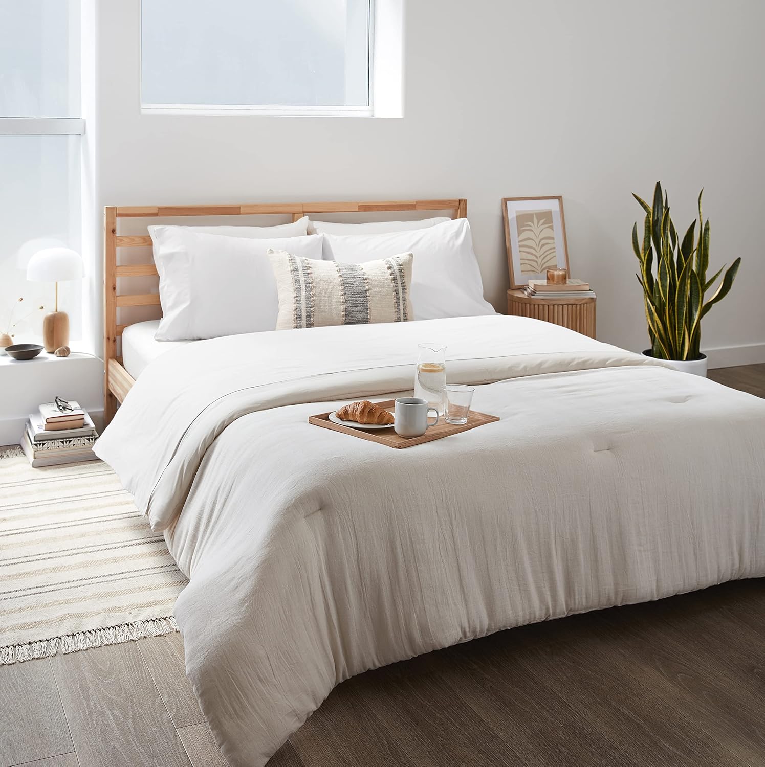 Five Looms 4 Piece Percale Cotton Sheet Set Full Size White