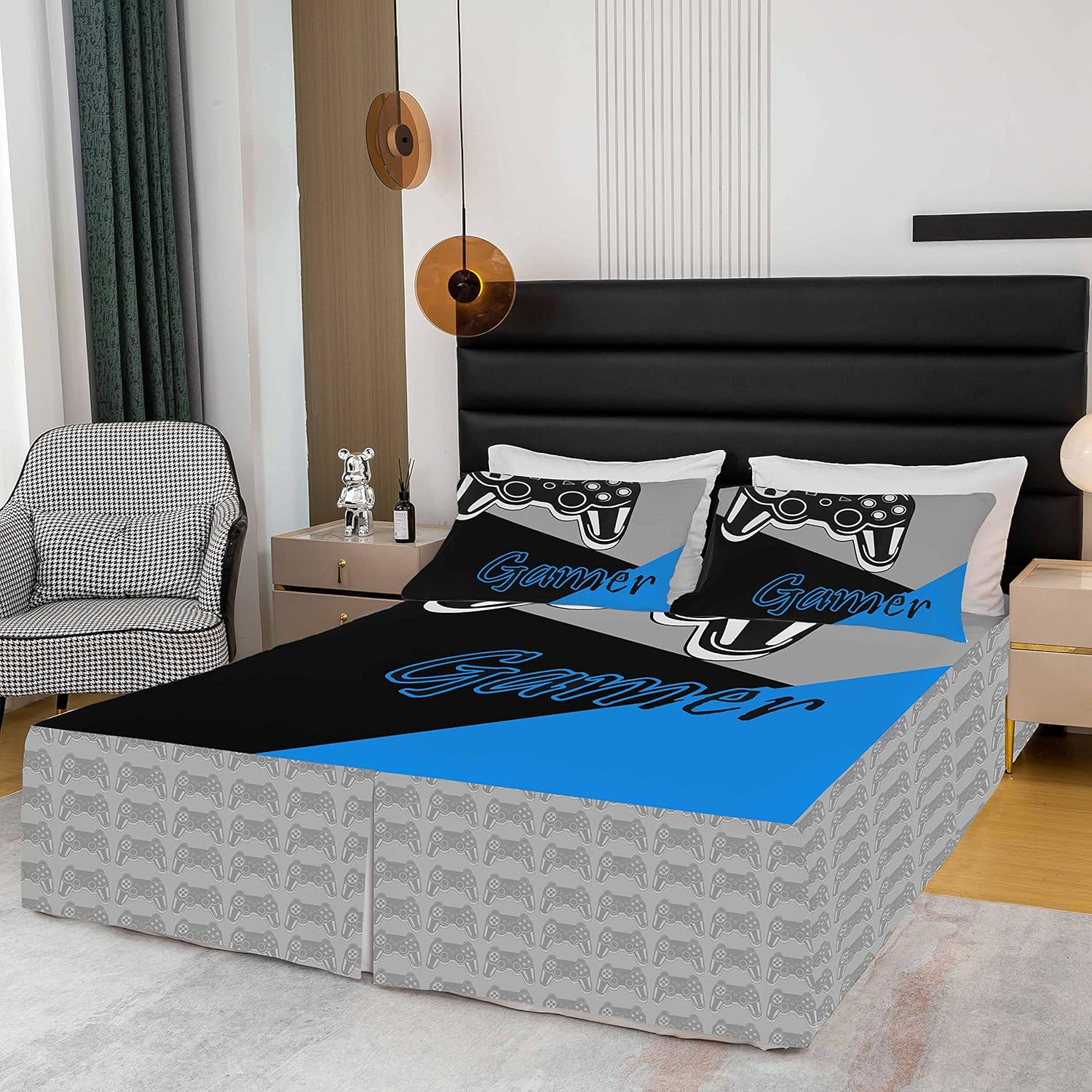 Feelyou Gaming Bed Skirt with 15 Inch Drop