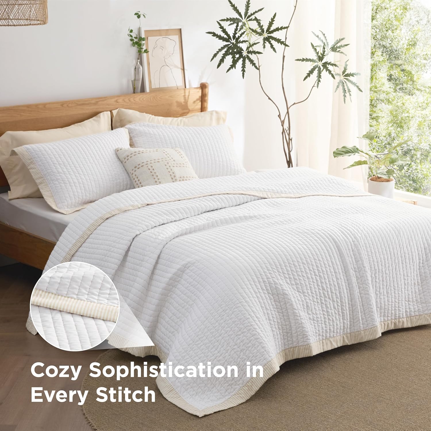 Bedsure King Quilt Set - Lightweight Microfiber Corduroy Mix
