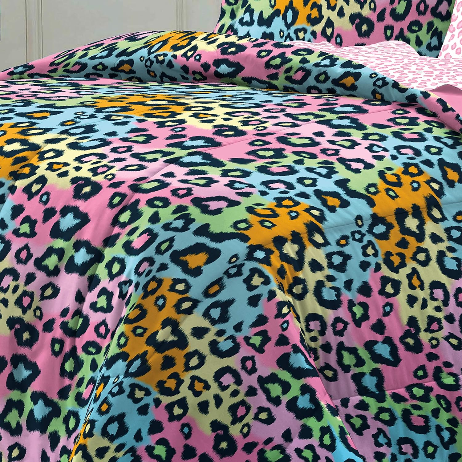 My Room Neon Leopard Ultra Soft Microfiber Comforter Set Queen