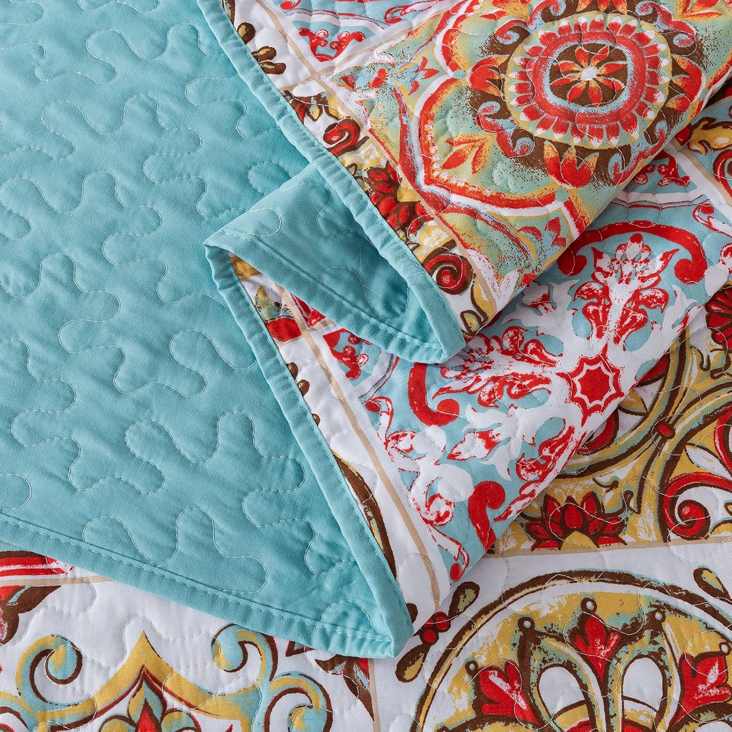 HoneiLife Bedspread Quilt Set King - 3 Piece Moroccan Pattern