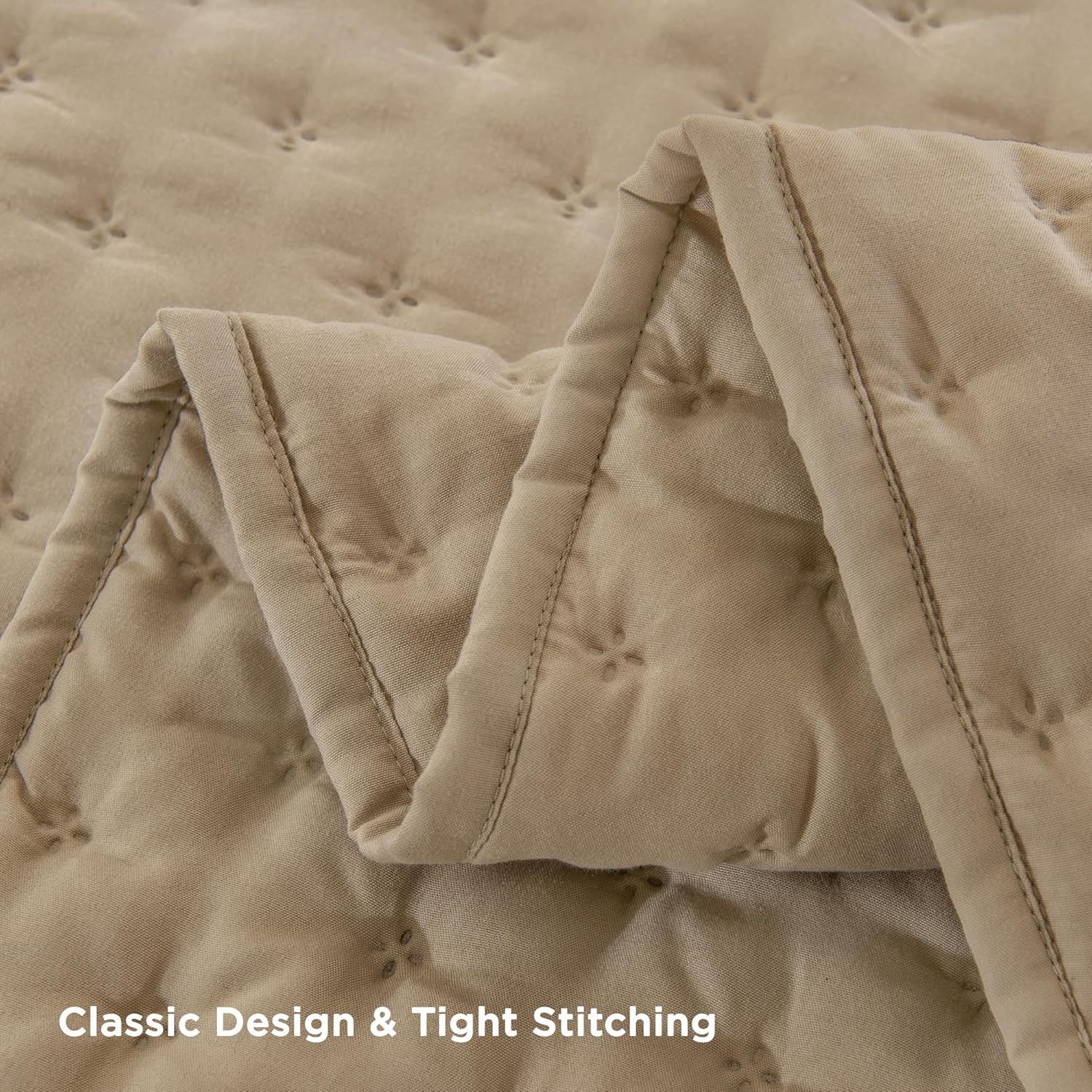 Andency Beige King Quilt Set 3pcs Lightweight Coverlet