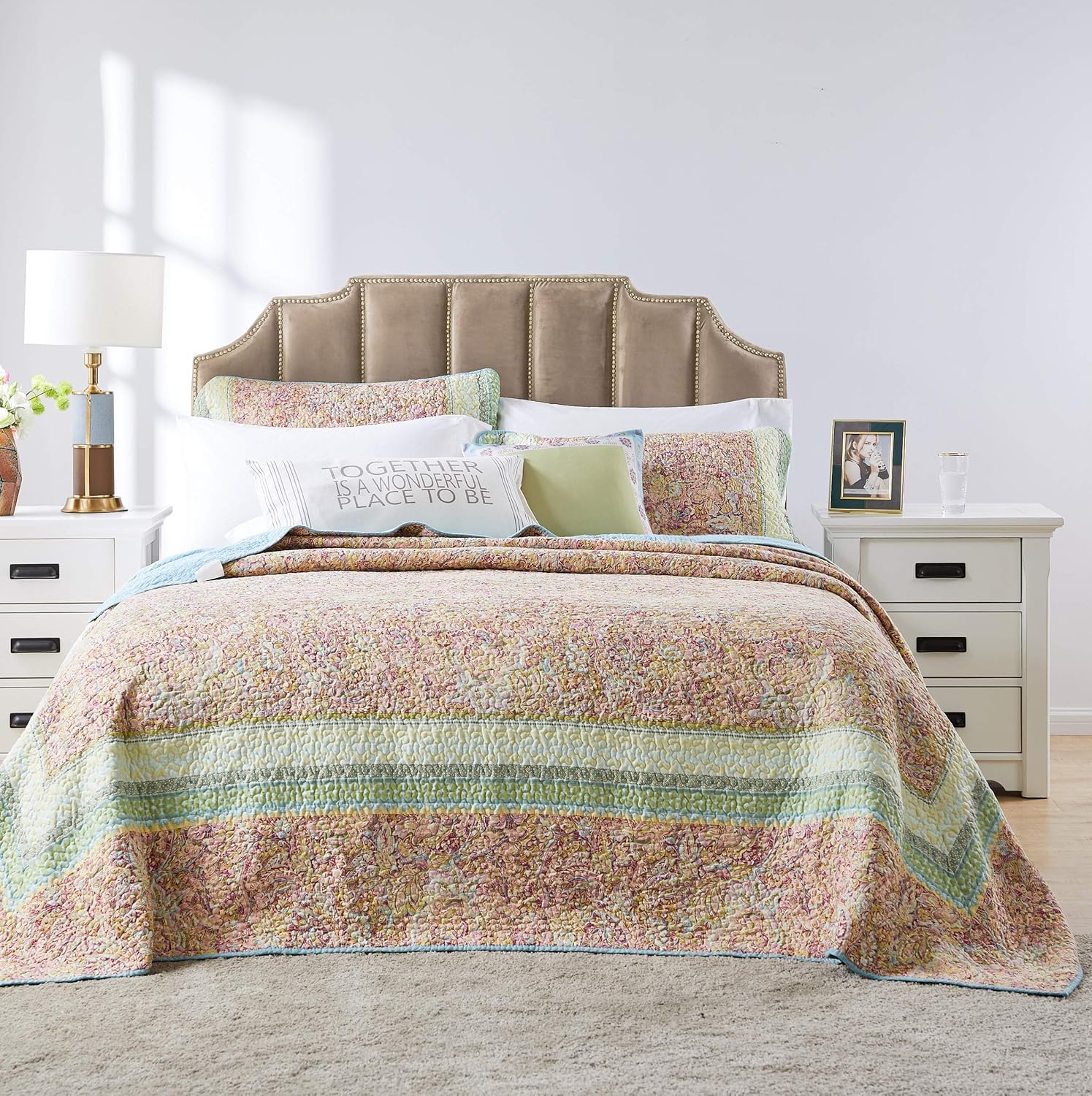 Barefoot Bungalow Palisades Pastel Bedspread Set King 1