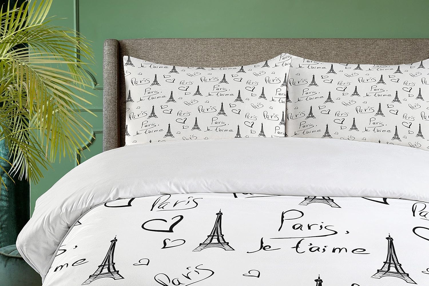 Ambesonne Paris Duvet Cover Set Twin Size Black White