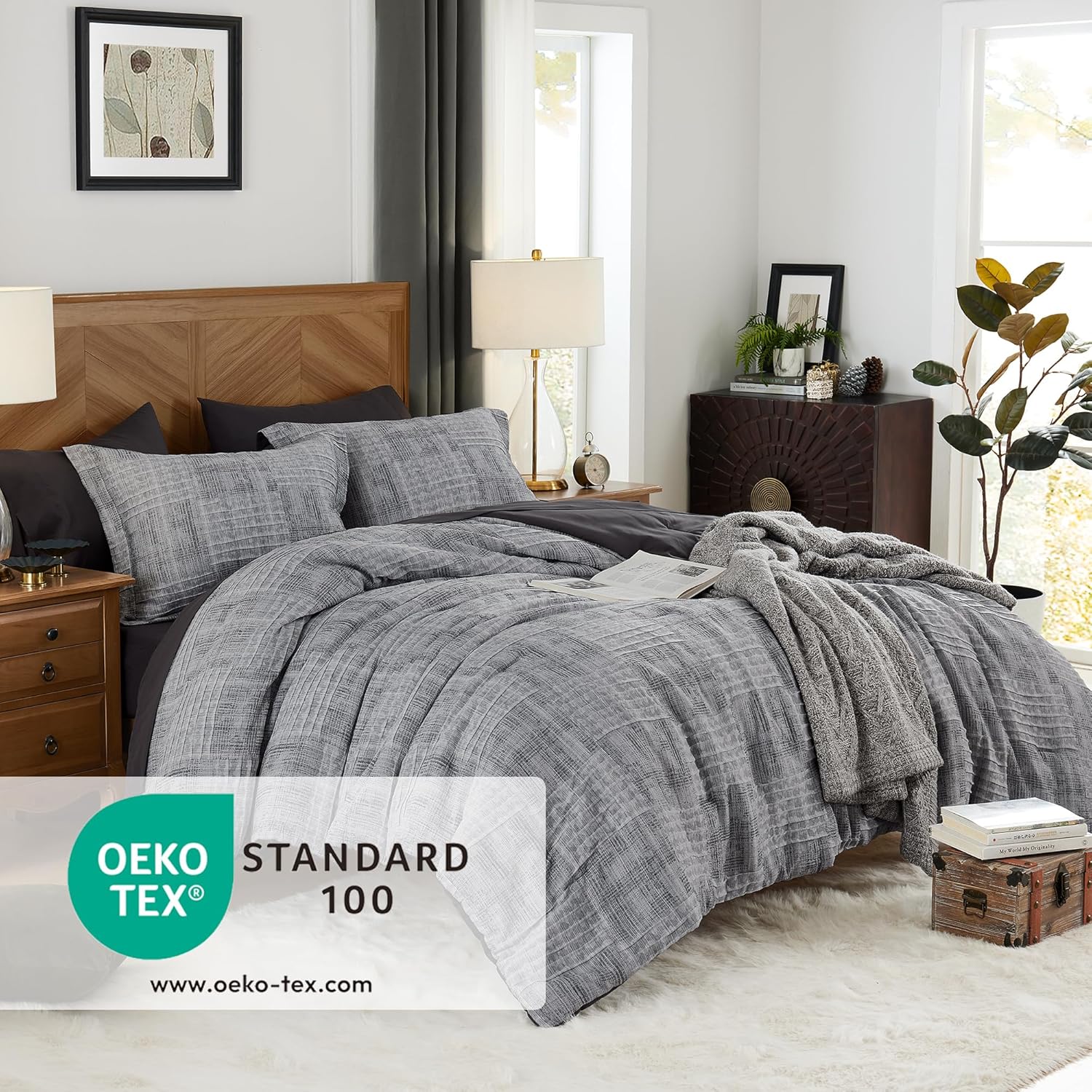 MaiRve Charcoal Grey Cal King Comforter Set