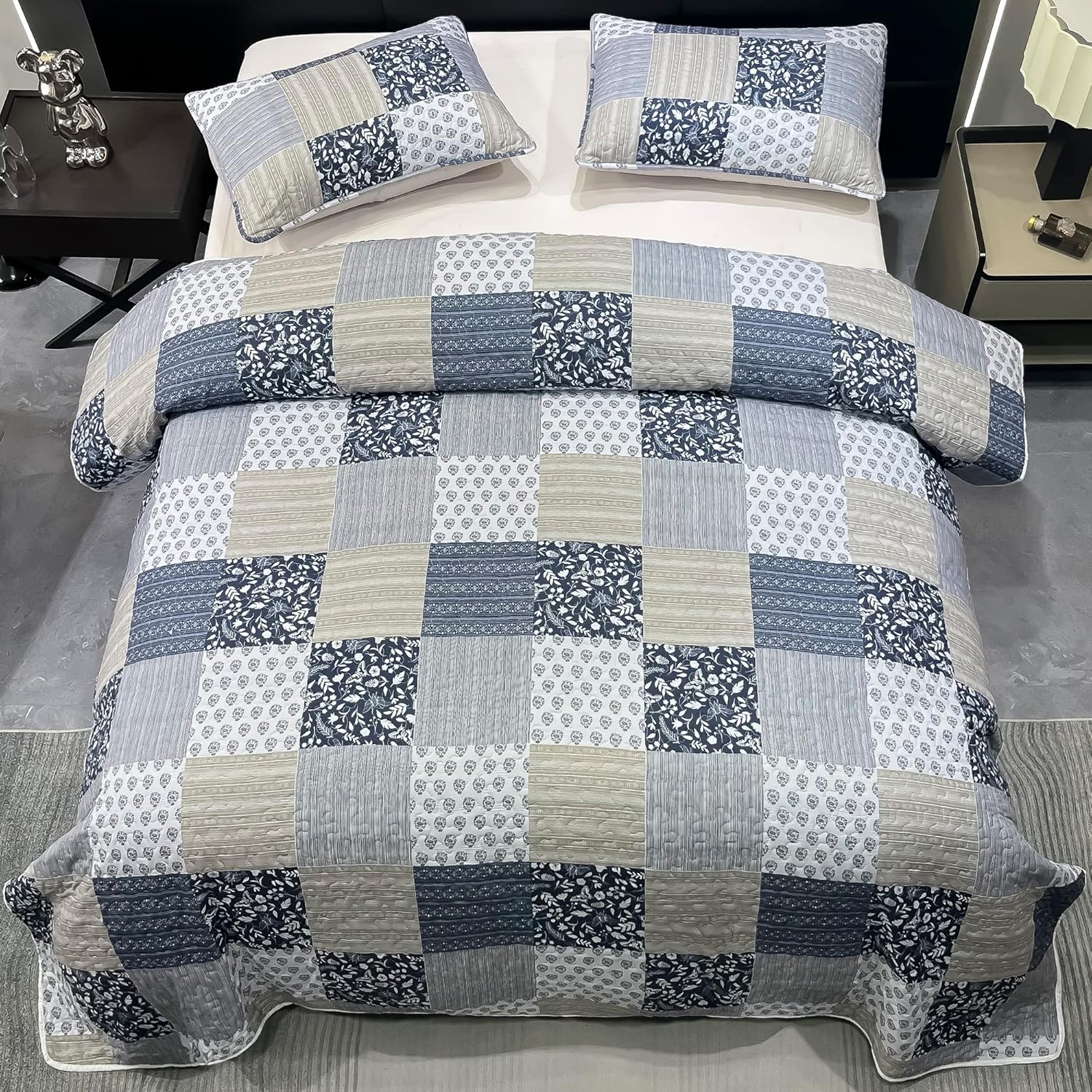 VIVILINEN Alaska King Quilt Set 3-Piece Reversible