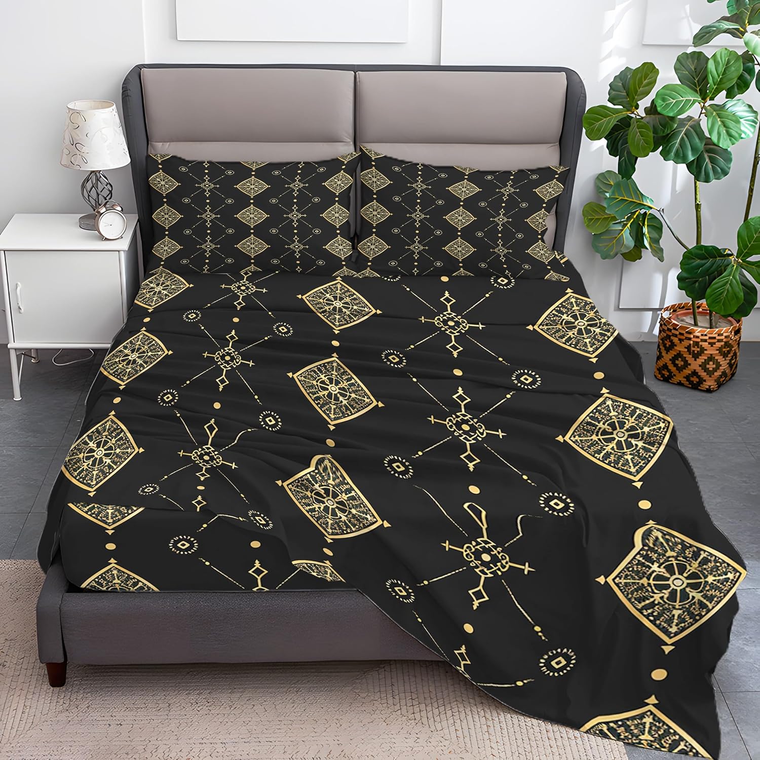 Twin Fitted Sheet Set with 16 Deep Pocket and 2 Pillowcases