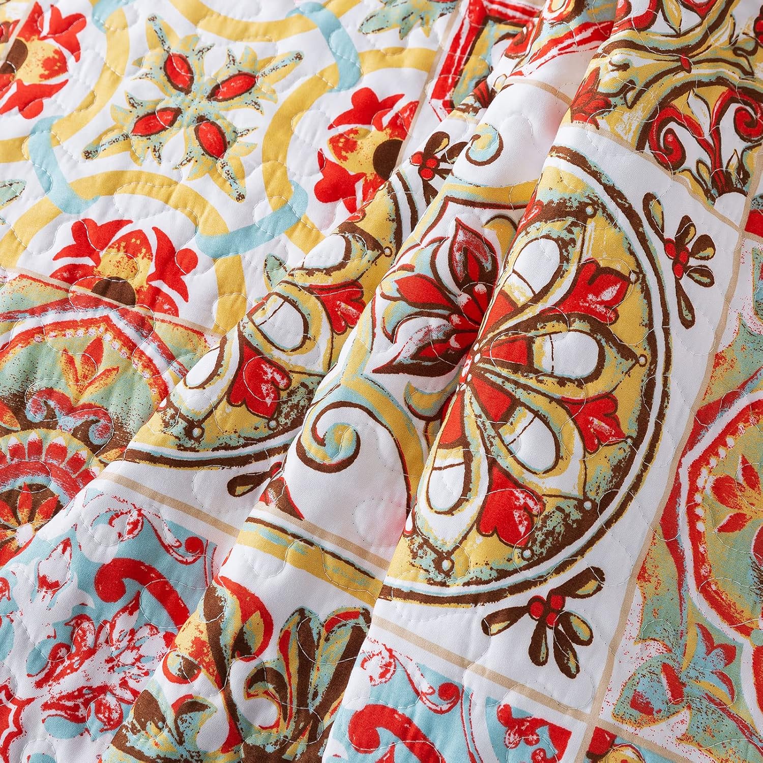 HoneiLife Bedspread Quilt Set King - 3 Piece Moroccan Pattern
