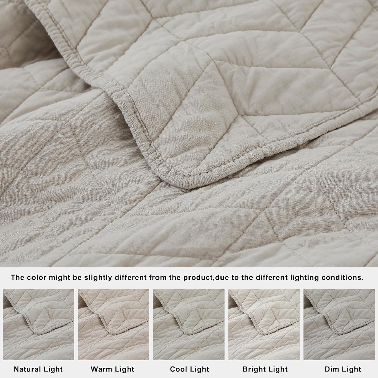 Palassio Beige Quilt Set Cal King Size with Pillow Shams