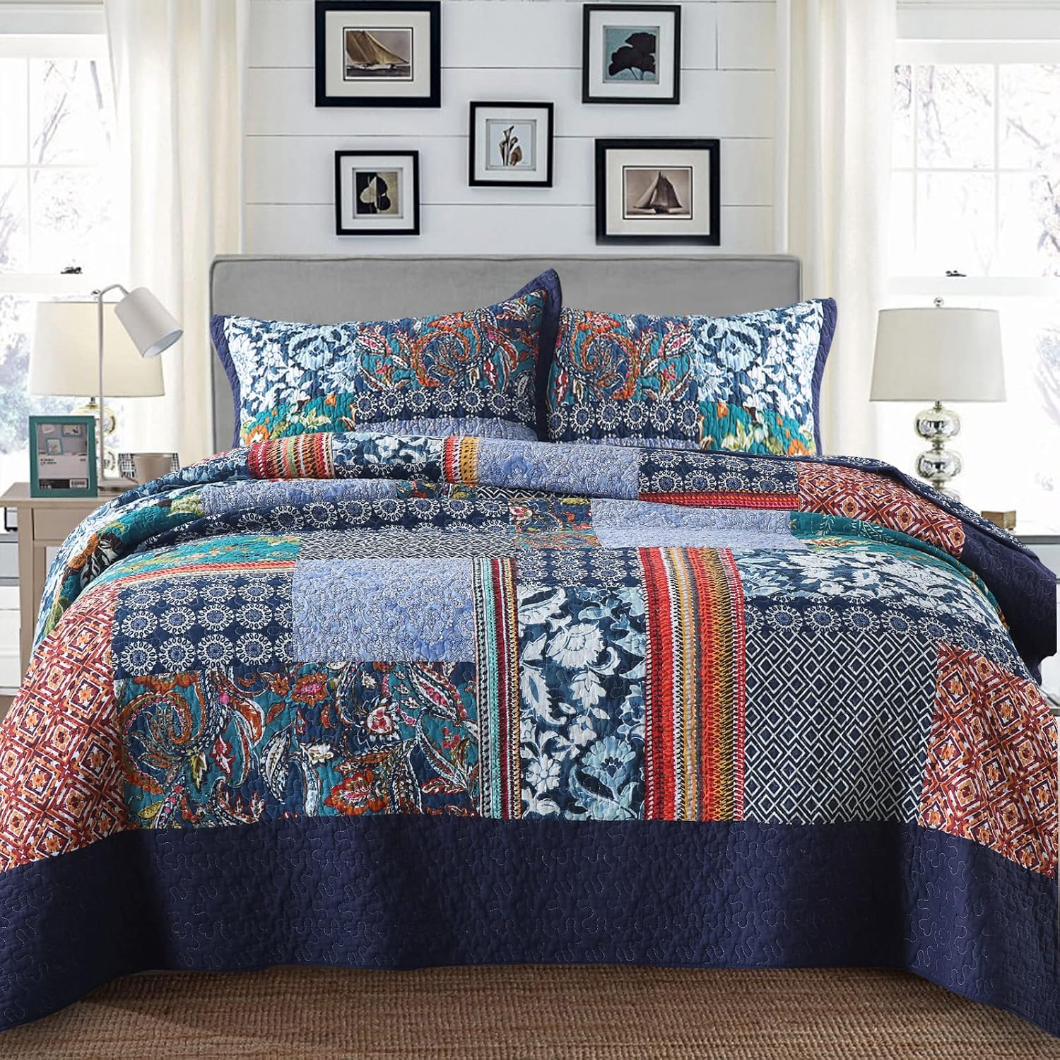 Yvooxny Reversible California King Quilt Set 1