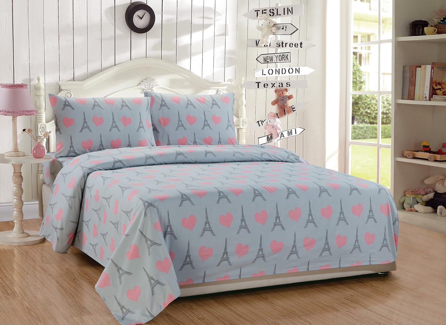 Fancy Linen Paris Eiffel Tower Comforter Set for Girls