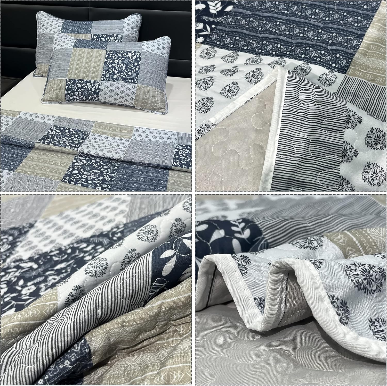 VIVILINEN Alaska King Quilt Set 3-Piece Reversible