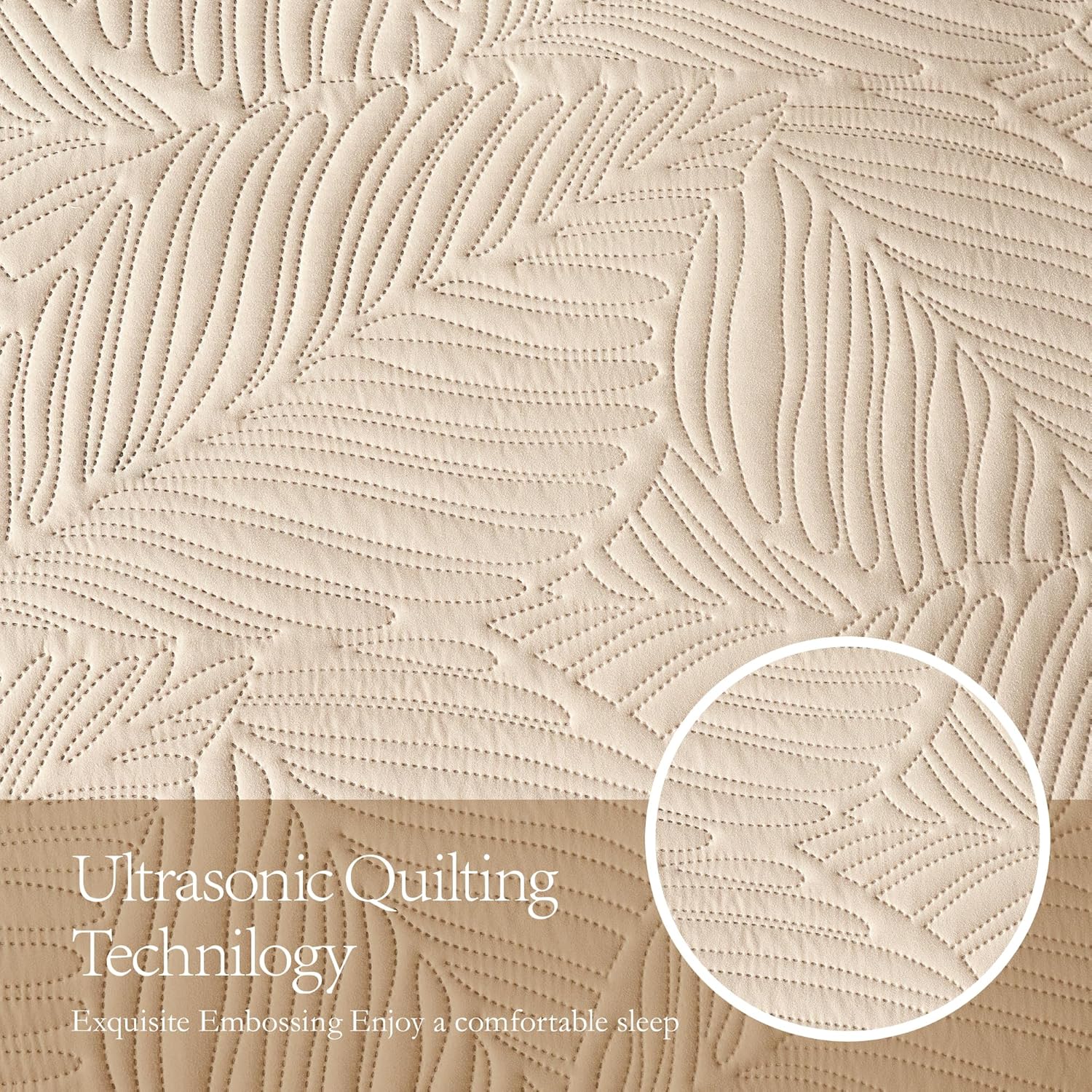 OARAGE Cal King Quilt Bedding Set Leaf Pattern Microfiber