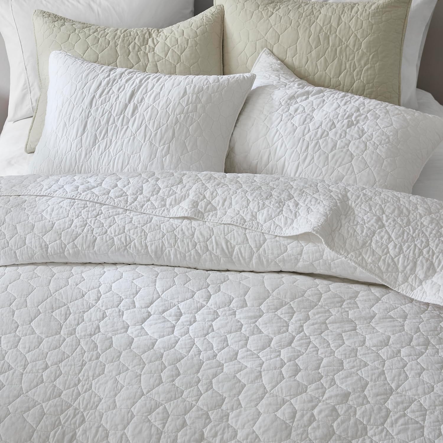 RSHARE 100 Cotton Quilt Bedding Set Twin White
