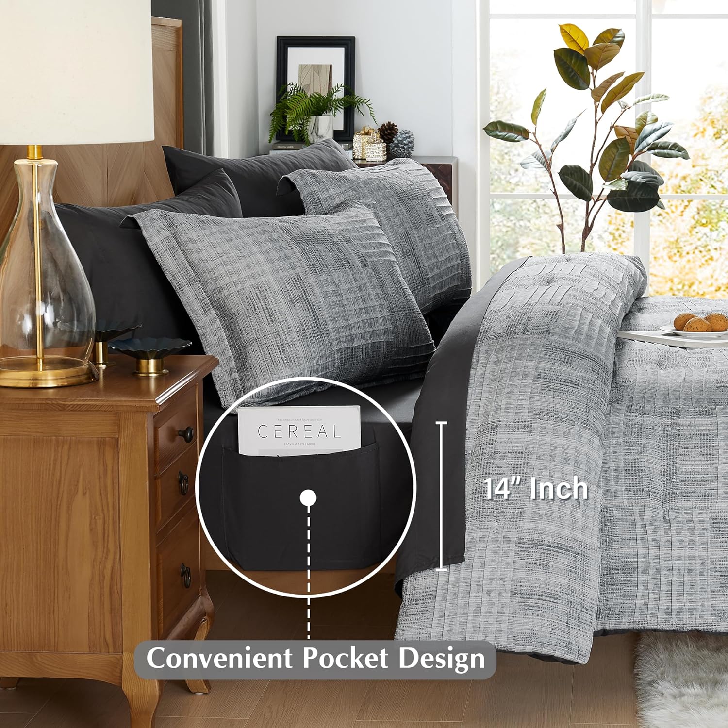 MaiRve Charcoal Grey Cal King Comforter Set