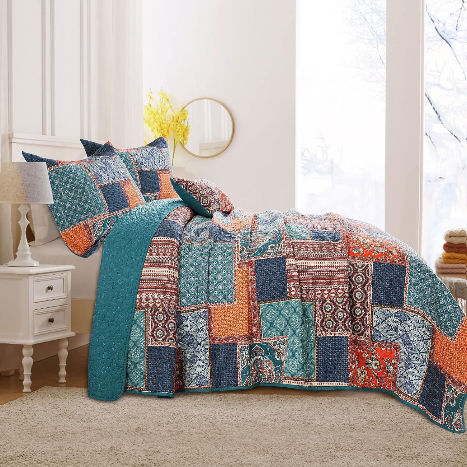 VAPUTAR King Size Quilt Bedding Set 3 Pieces